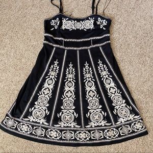 Boho black and cream dress with embroidery